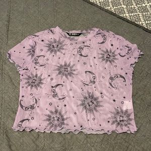 Purple Cropped Mesh Celestial Shein Shirt
